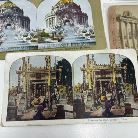 12‎ Antique Vintage StereoView Photo Card 7"x3.5" Rome Jesus Boston Sweden - Picture 11 of 12